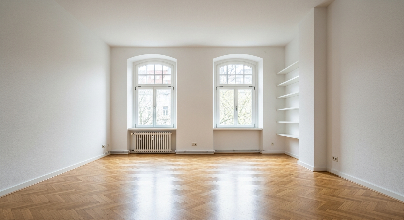 Leeres Wohnzimmer vor dem Virtual Staging
