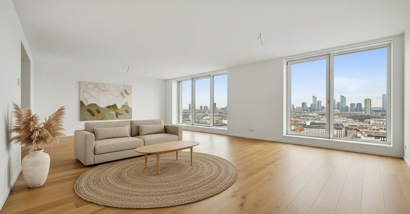 Professionell gestagter Wohnraum im minimalistischen Stil