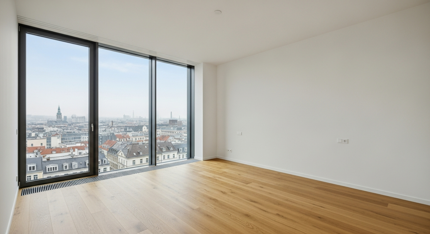 Leeres Schlafzimmer vor dem Virtual Staging