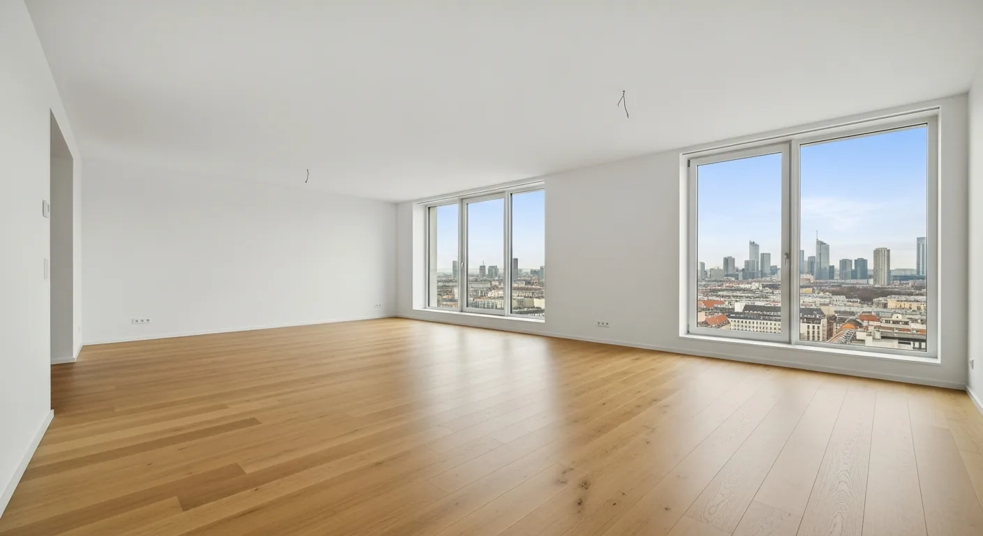 Leeres Wohnzimmer vor dem Virtual Staging